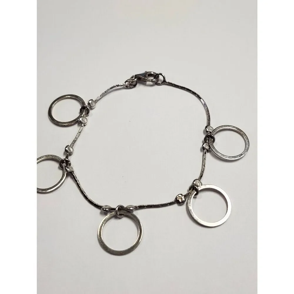 Sterling Silver 925 Circle Charm Bracelet - Women Jewelry